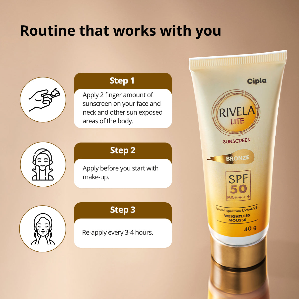 Rivela Lite Bronze Sunscreen SPF 50